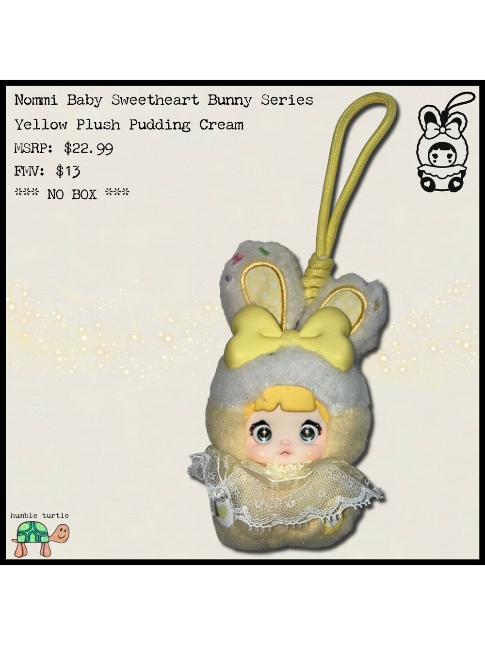 Nommi Baby Sweetheart Bunny Series Yellow Plush Pudding Cream Keychain